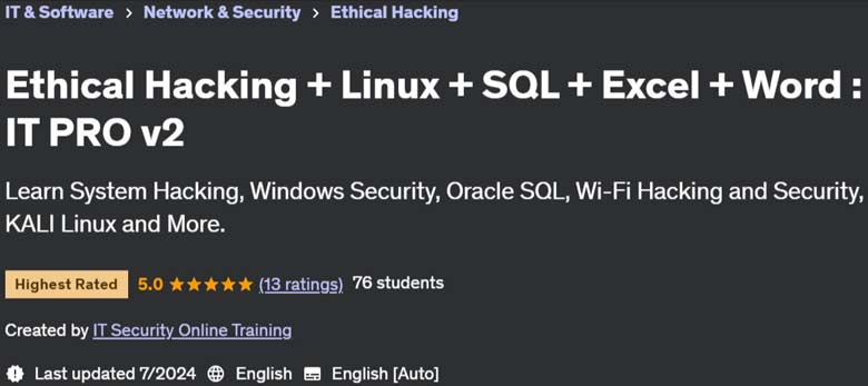Pictures · Udemy — Ethical Hacking + Linux + SQL + Excel + Word : IT PRO v2 2024-5