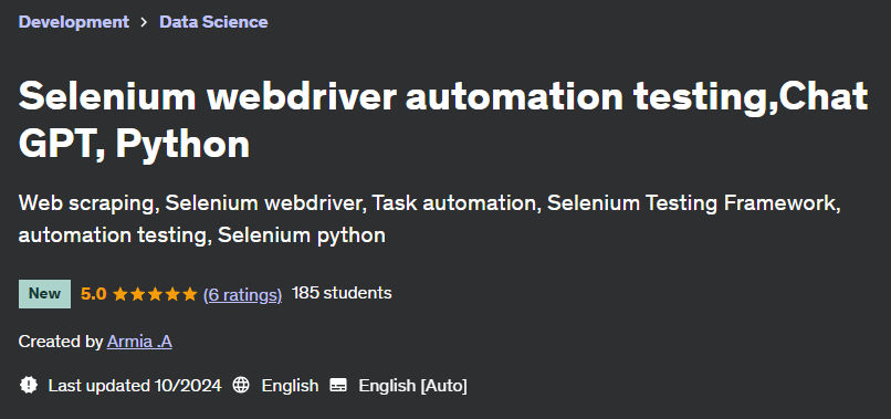 Pictures · Udemy — Selenium webdriver automation testing,Chat GPT, Python 2024-10