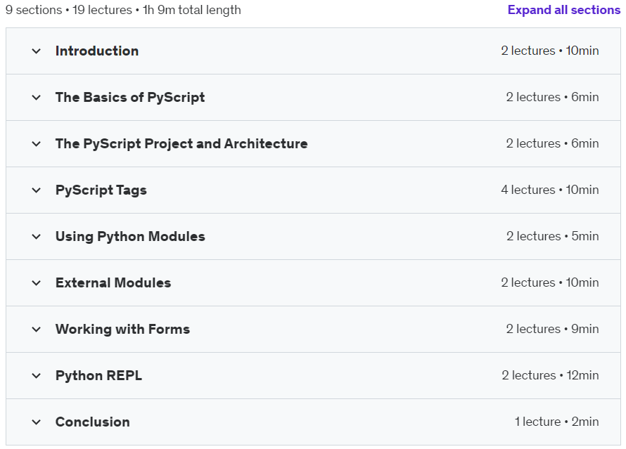 Course topics · PyScript – Running Python in the Browser 2022-5