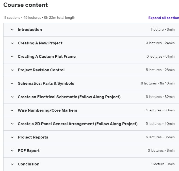Course topics · Udemy — EPLAN Electric P8 – The Fundamentals – For Beginners 2024-4