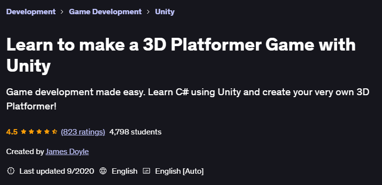 Pictures · Udemy — Learn to make a 3D Platformer Game with Unity 2020-2
