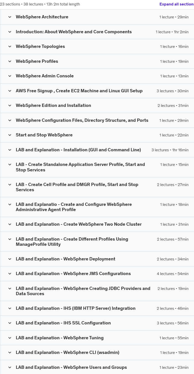 Course topics · Mastering IBM WebSphere 9.x Administration 2024-9
