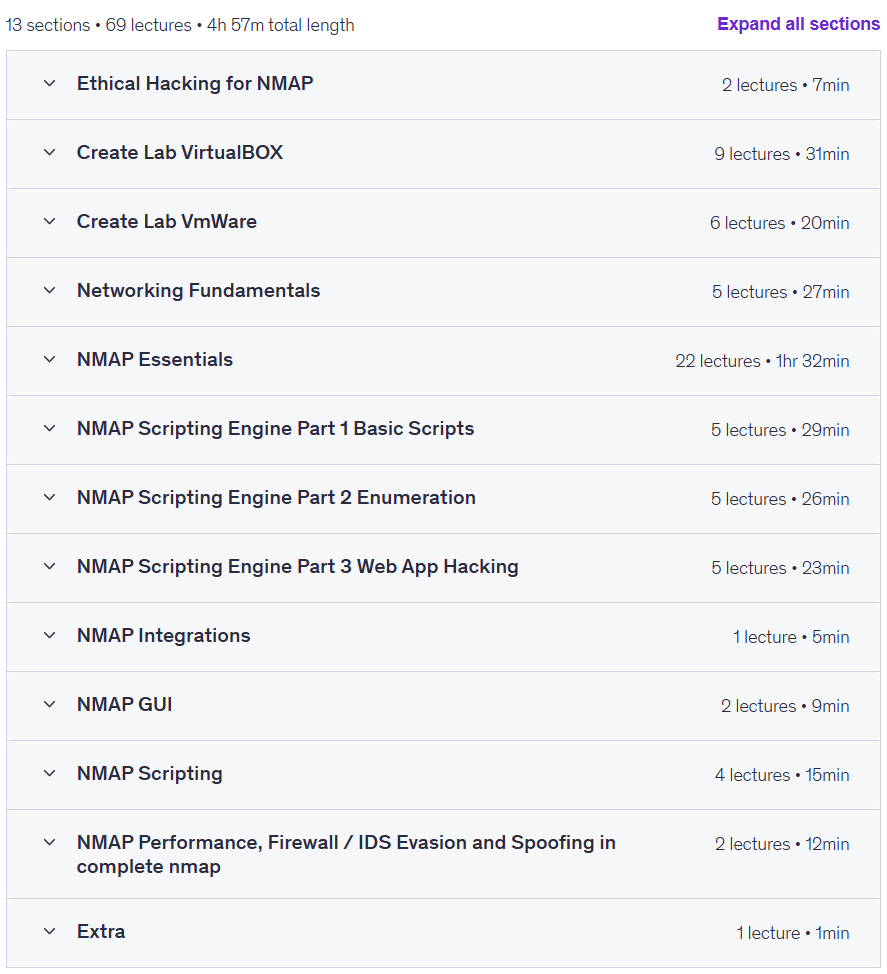 موضوعات الدورة · Nmap for Ethical Hacking: تطوير مهارات أمن الشبكة 2025-5