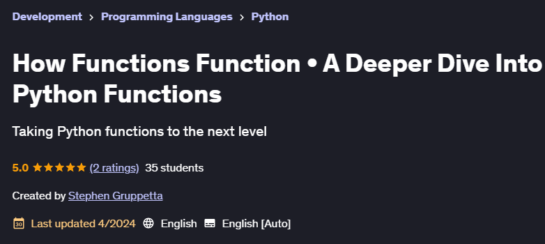 Pictures · Udemy — How Functions Function • A Deeper Dive Into Python Functions 2024-4