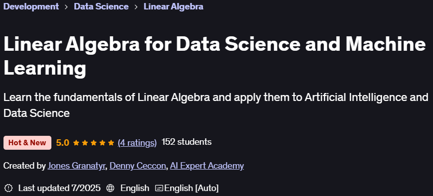 Pictures · Udemy — Linear Algebra for Data Science and Machine Learning 2025-7