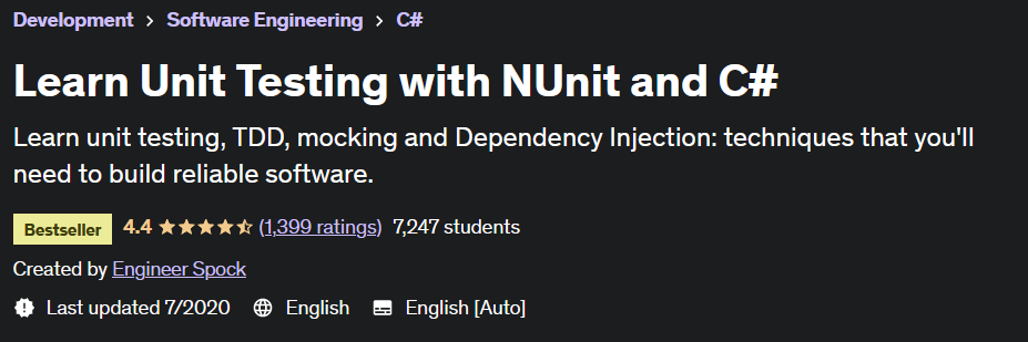Pictures · Learn Unit Testing with NUnit and C# 2020-7