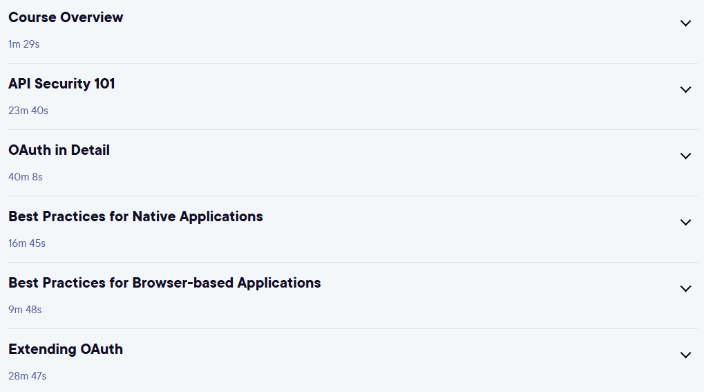 Course topics · Pluralsight — Getting Started with OAuth 2.0 2020-5