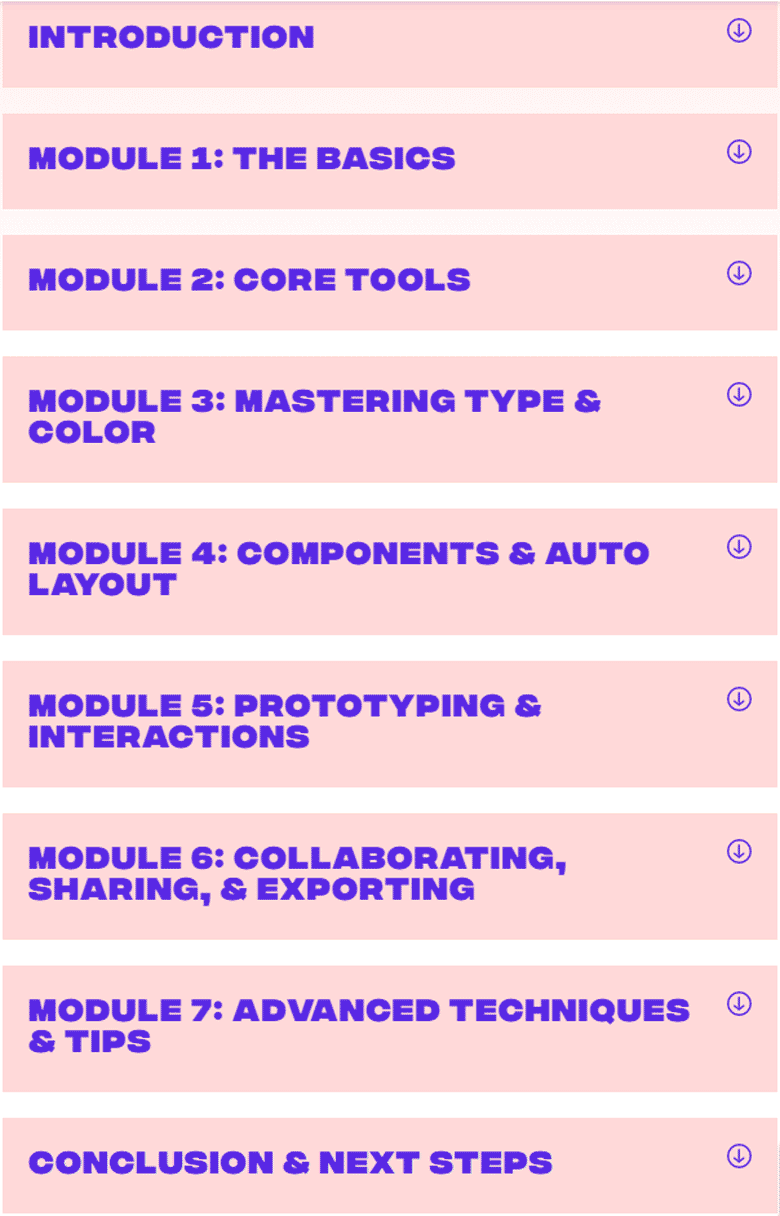 Course topics · Flux Academy – Figma for Web Designers 2023-9