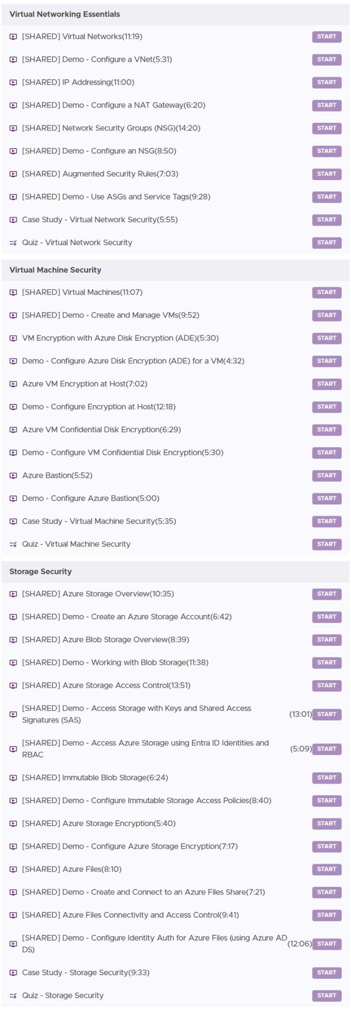 Course topics · Adrian Cantrill — AZ-500 Microsoft Security Engineer 2024-8