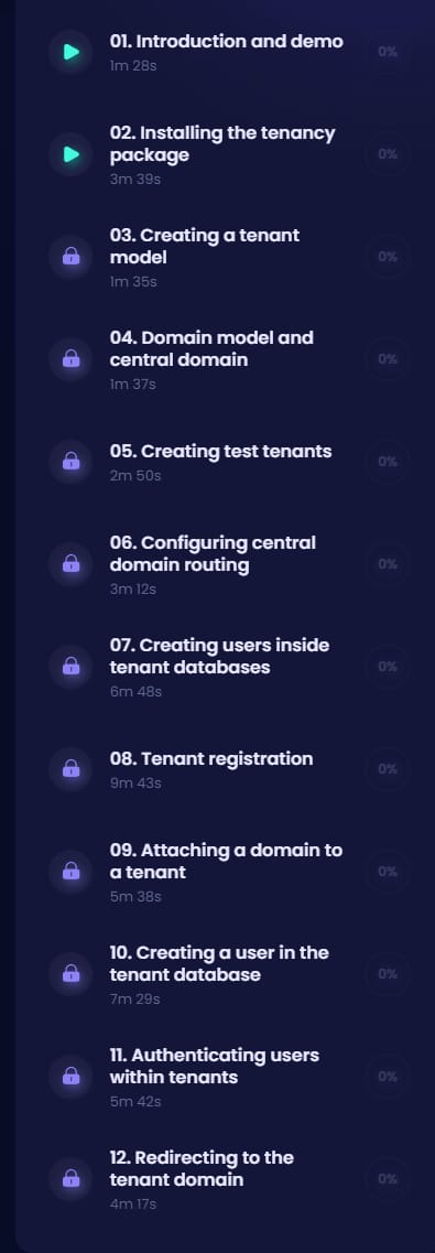Course topics · CodeCourse – Laravel Multi-tenancy Basics 2021-7