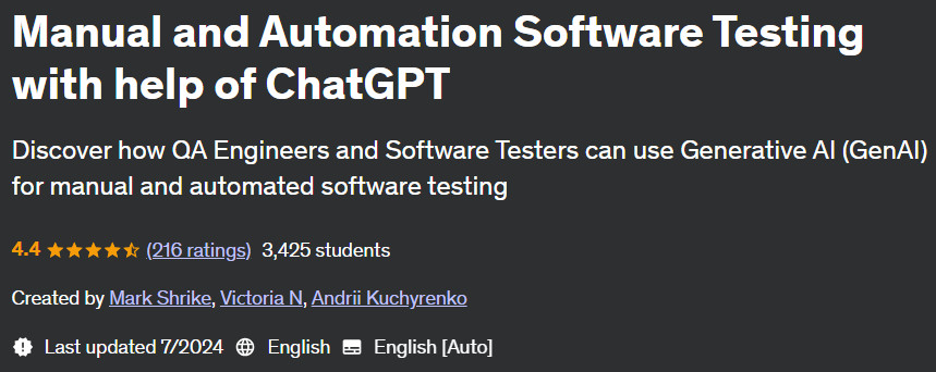 Pictures · Udemy — Manual and Automation Software Testing with help of ChatGPT 2024-7