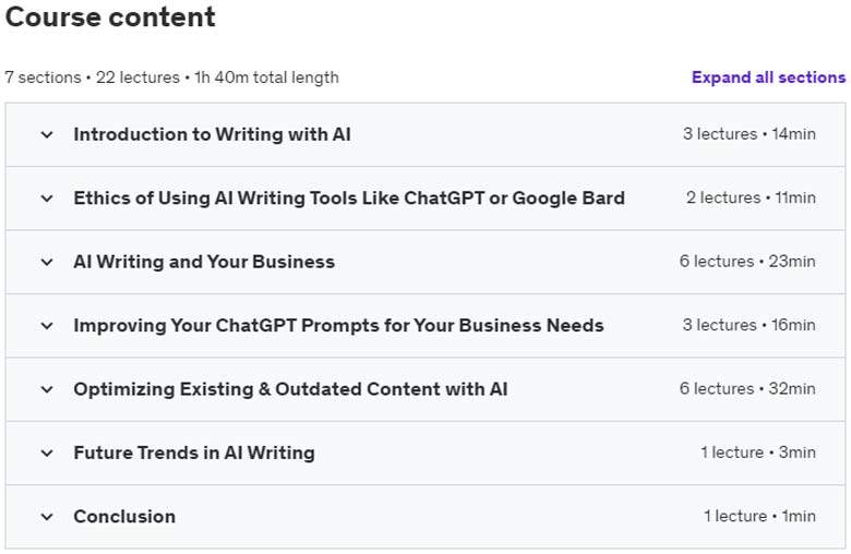 Course topics · ChatGPT for Business: Writing with a Generative AI Companion 2023-5