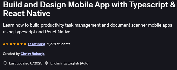 Pictures · Build and Design Mobile App with Typescript & React Native 2025-8