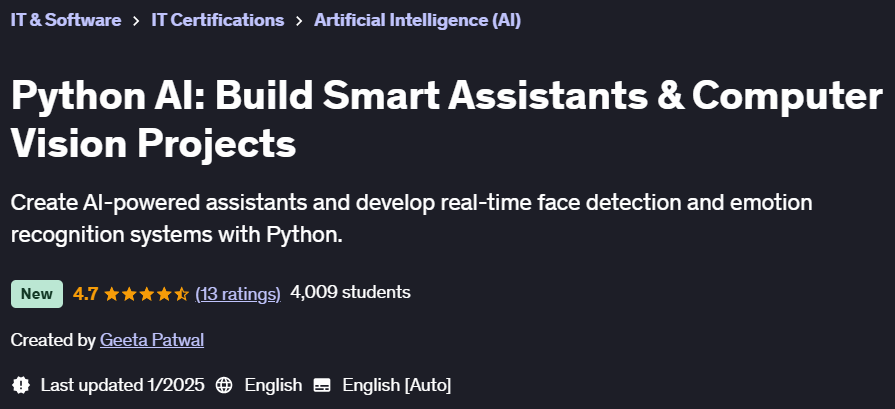 Pictures · Udemy — Python AI: Build Smart Assistants & Computer Vision Projects 2025-1
