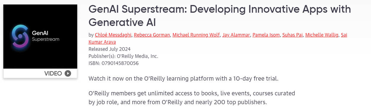 Pictures · Oreilly – GenAI Superstream: Developing Innovative Apps with Generative AI 2024-7