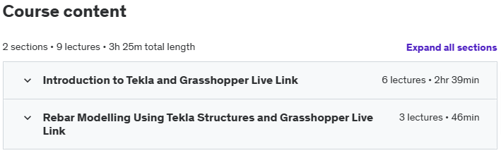 Course topics · Udemy — Learn Tekla Structures 2023 and Grasshopper Live Link 2023-10