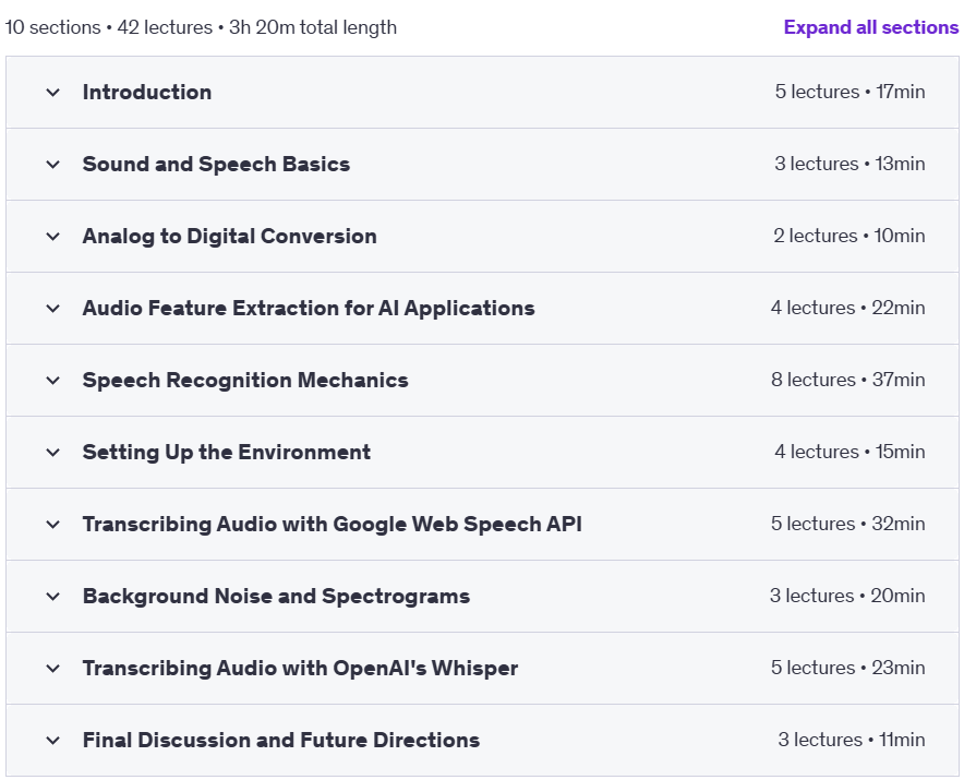 Course topics · Speech Recognition with Python 2024-12
