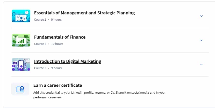 Course topics · Coursera — Introduction to Business Specialization 2025-8