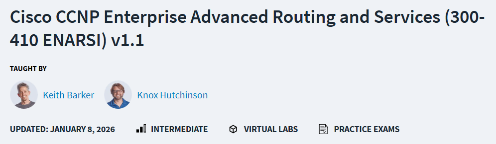 画像 · CBTNuggets - Cisco CCNP Enterprise Advanced Routing and Services (Cisco CCTNP エンタープライズ 高度なルーティングおよびサービス)300-410 エネルギー(V1)1 2026-1