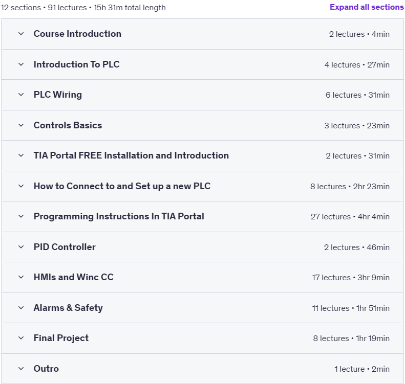 موضوعات الدورة · سيمنز PLC Mastery 2025TIA Portal V20 من الصفر إلى البطل 2025-5