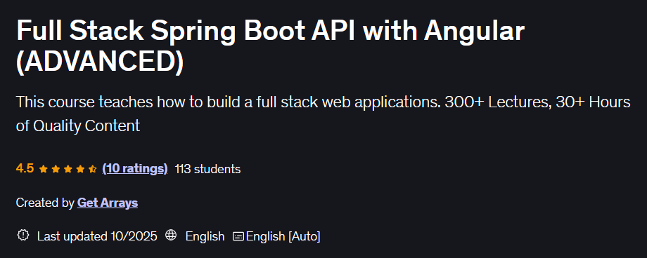 Images · Boîte de printemps Full Stack API avec angulaire (avancé) 2025-10