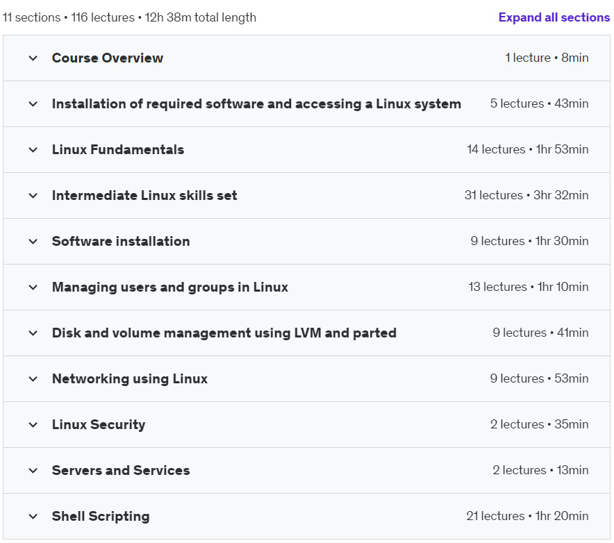 Course topics · Linux Commands and System Administration Bootcamp 2023-12