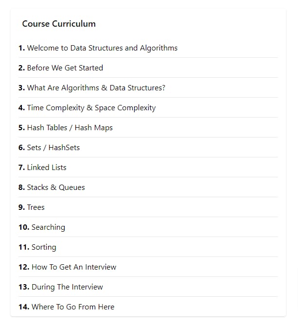 Course topics · The Daily Byte — Data Structures and Algorithms for Coding Interviews 2022-2