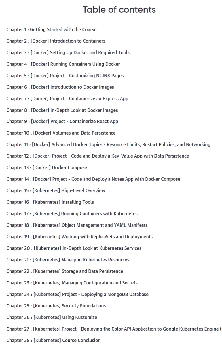 Course topics · Oreilly — Docker and Kubernetes Masterclass: From Beginner to Advanced 2024-11