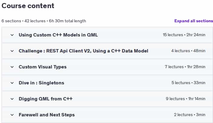 Course topics · Udemy — Qt Quick and QML – Advanced (Qt 5) : Interfacing to C++ 2024-5