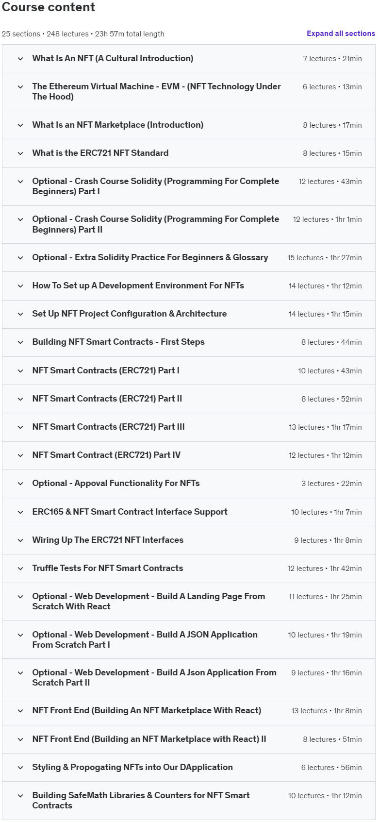 Course topics · Udemy — The Complete NFT Web Development Course – Zero To Expert 2022-4