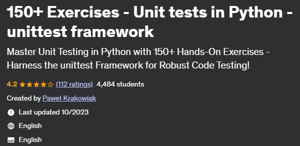Pictures · Udemy — 150+ Exercises – Unit tests in Python – unittest framework 2022-12