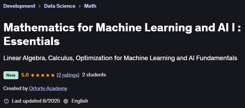 Pictures · Udemy — Mathematics for Machine Learning and AI I : Essentials 2025-6