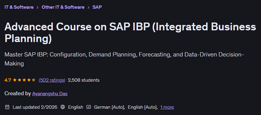Imágenes · Curso Avanzado en SAP IBP (Integrado de Planificación de Negocios) 2026-2