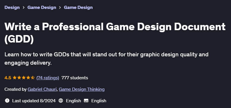 Pictures · Udemy — Write a Professional Game Design Document (GDD) 2024-8