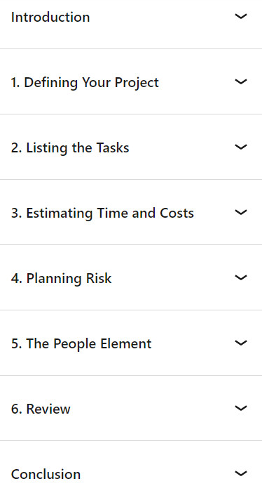 Course topics · LinkedIn — AI in Project Management 2024-7