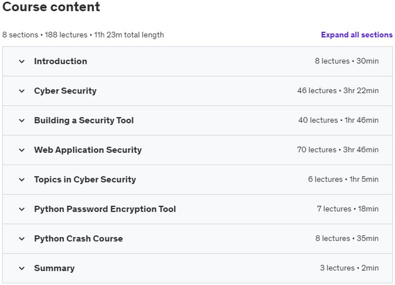 Course topics · Cyber Security – Python and Web Applications 2020-12