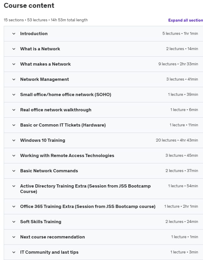 Course topics · IT Support Fundamentals for IT Beginners 2023-1