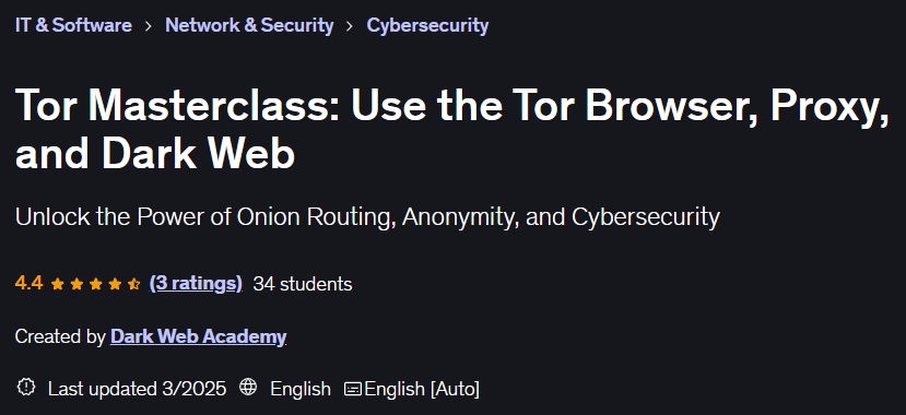 تصاویر · ٹور جامع کورس: Tor براؤزر، پروکسی، اور اندھیرے کی ویب کا استعمال کریں 2025-3