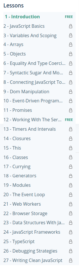 Course topics · AlgoExpert — JavaScript Crash Course 2022-3