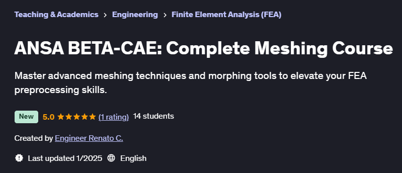 Pictures · Udemy — ANSA BETA-CAE: Complete Meshing Course 2025-1