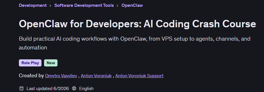تصاویر · ڈویلپرز کے لئے OpenClaw: AI Crash کورس کوڈنگ 2026-6
