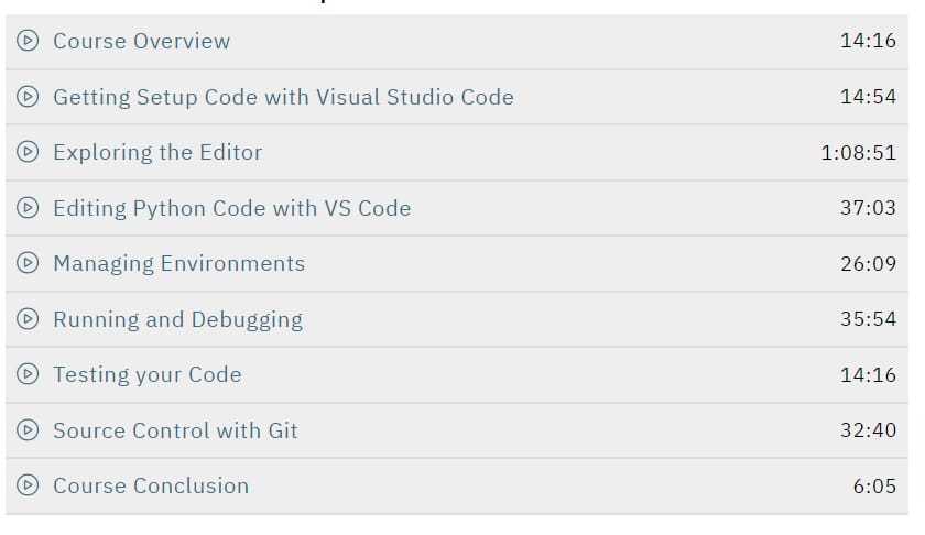 Course topics · Talk Python – Visual Studio Code for Python Developers 2023-11