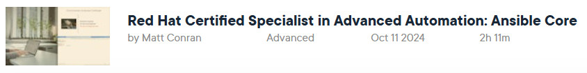 Pictures · Pluralsight — Red Hat Certified Specialist in Advanced Automation: Ansible Core 2024-10