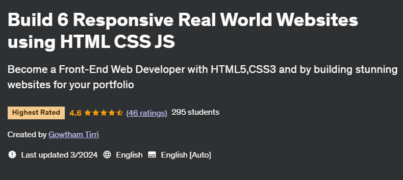 이미지 · 건설 6 응답적 인 실제 세계 웹 사이트 사용 HTML CSS JS 2024-3