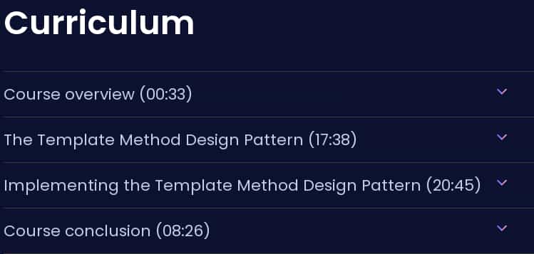 Course topics · Dometrain — Design Patterns in C#: Template Method 2024-11