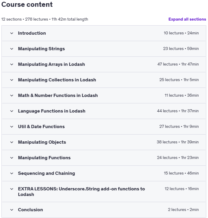 Sujets du cours · Le Lodash 4 Le Master Guide 2023-12