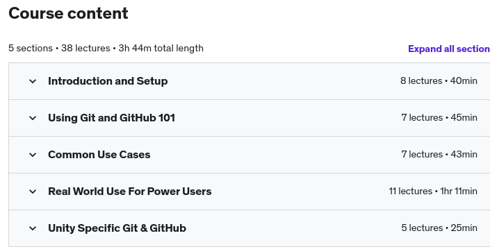 Course topics · Get Git Smart Course: Learn Git in Unity, SourceTree, GitHub 2021-12
