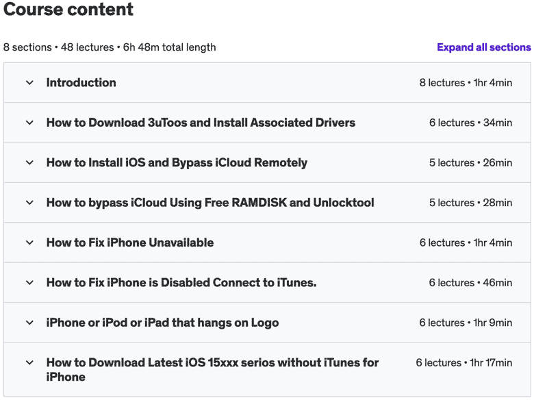Course topics · iPhone, iPad, and iPod Software Repair with a Live Demo 2023-7