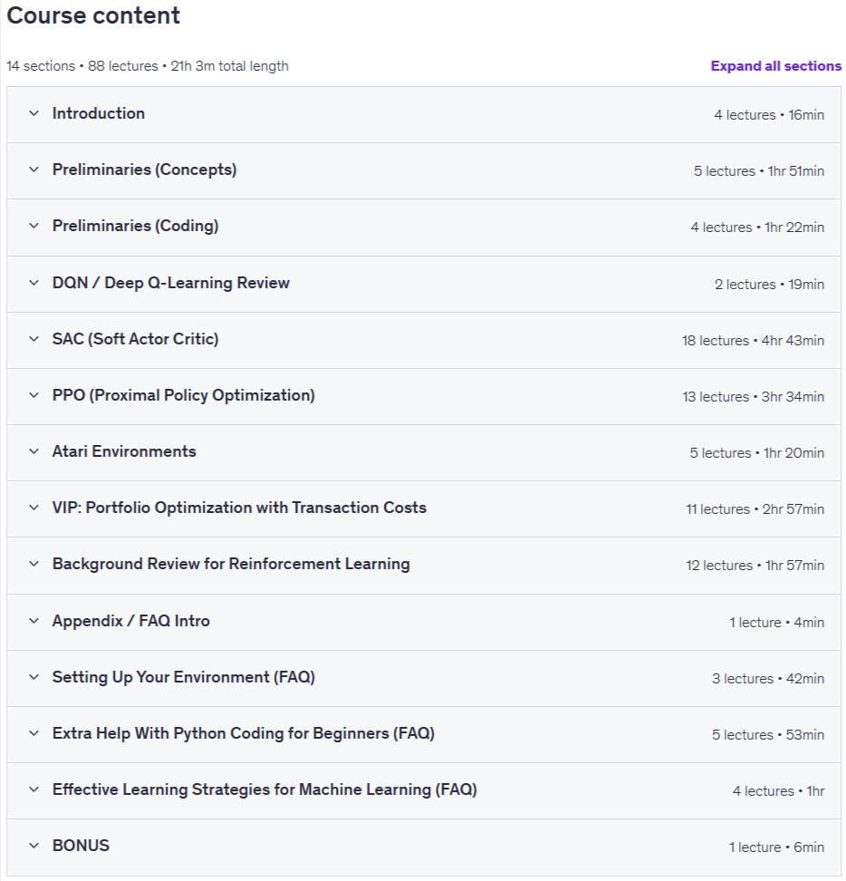 Course topics · Next-Gen AI: Deep Reinforcement Learning in PyTorch IV 2026-4