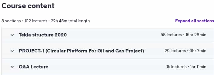 Course topics · Udemy — Tekla Structure 2020 2023-2